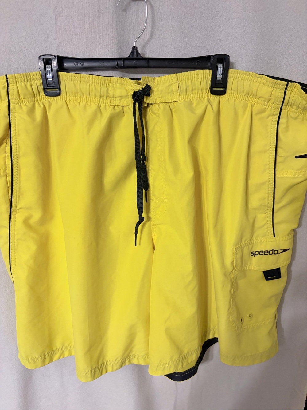 Speedo Men’s Bright Yellow Swim Board Shorts with Black Accents
